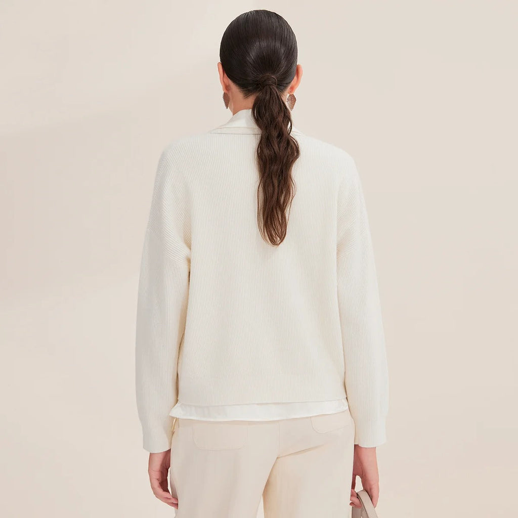 BD4521254 Women's Wool Cardigan and Silk Vest V-Neck 2 Pieces Set BC Luxury Fall Clothing for Women